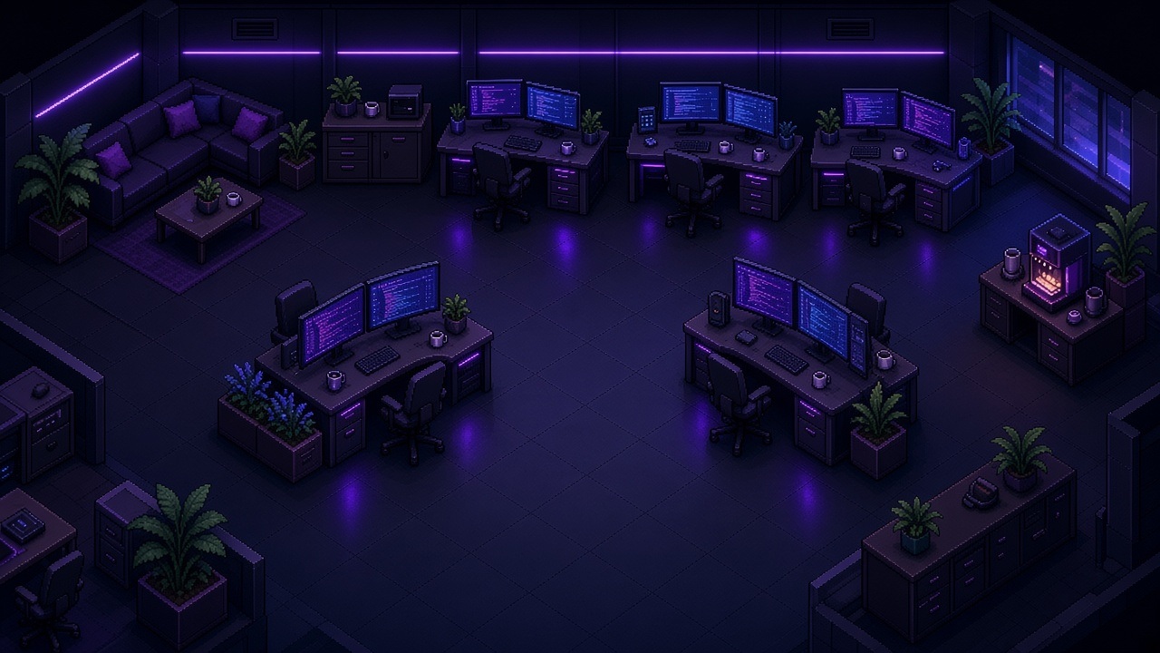 Pixel art HQ office floor